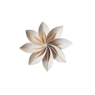 Handmade white jaba flower crafted from textured white paper on transparent background