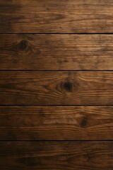 Obraz premium Top-down view of rustic, weathered wooden planks, visible grains and knots, warm brown tones, soft natural light, ideal for organic or craft designs. 