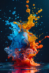 Vivid color dance: high-speed paint splash