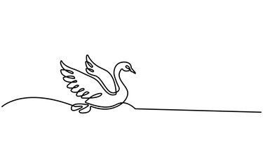 One swan in one continuous line drawing