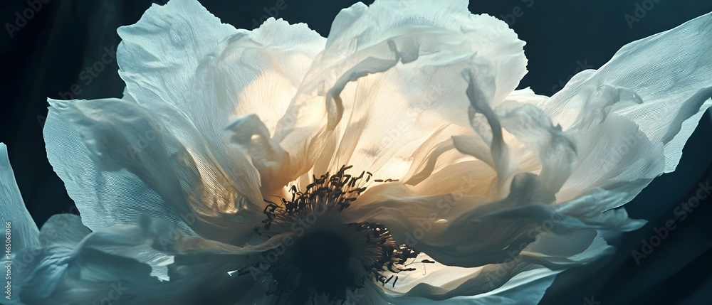 Poster a delicate ethereal flower bloom captured in soft dreamlike monochrome hues creating a mesmerizing a