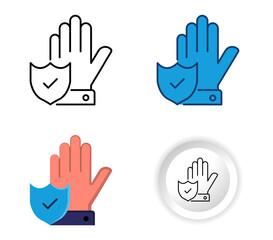 Protection Icon Set in Four Different Design Styles. flat, outline, glyph, and minimal button. for data protection, or general safety, protection siber, etc.