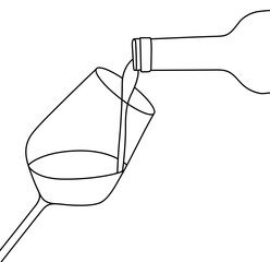 Pouring red wine into the glass in the cellar.