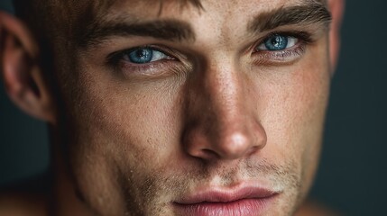 Obraz premium Portrait of a man with striking blue eyes
