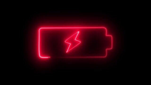 ow Battery Indicator Animation. Empty Battery. Low Battery Icon. Flashing Low Battery with Transparent Background. Alpha Channel.