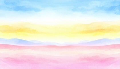 Peaceful sunrise over rolling hills nature landscape watercolor art tranquil environment wide viewpoint serene concept for relaxation
