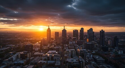 City Skyline at Sunset, Urban Landscape