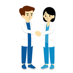 doctors greet each other in the hospital. hospital medical staff