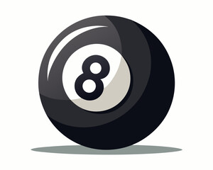 Black Eight Ball Billiards Pool Game Icon Illustration