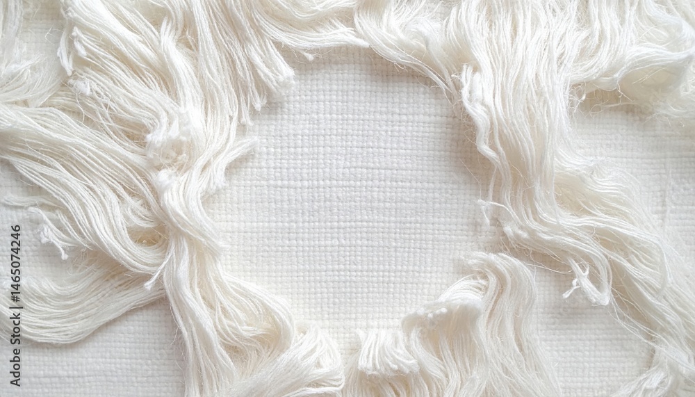 Aufkleber artistic textile display studio image composition minimalist top-down showcase of soft white fibers