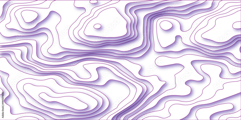 Poster abstract white colorful gradient topographic line map background. contour elevation topographic and 