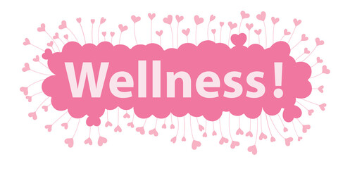 wellness word in pink hearts background