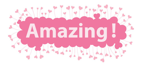 amazing word in pink hearts background