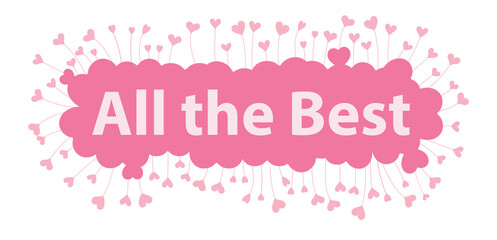 All the Best word in pink hearts background