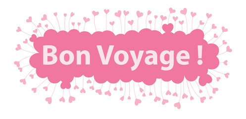 bon voyage word in pink hearts background