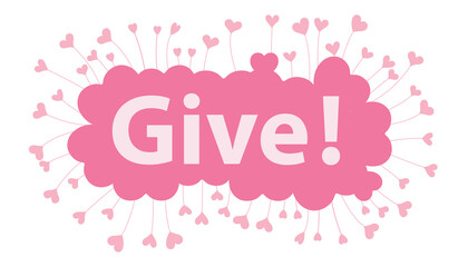 give word in pink hearts background