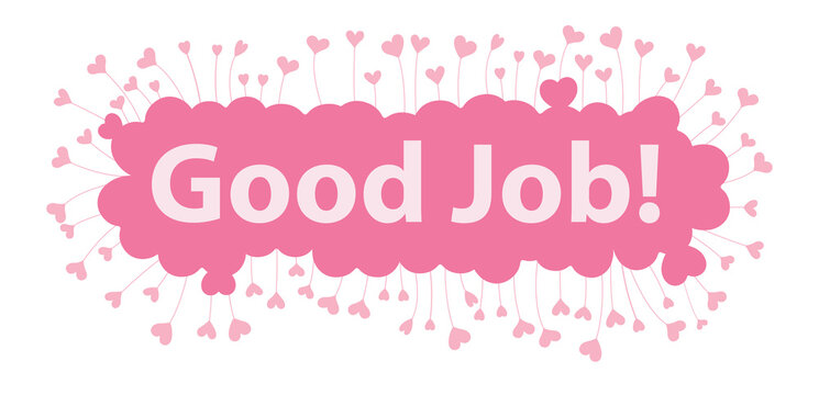 good job word in pink hearts background