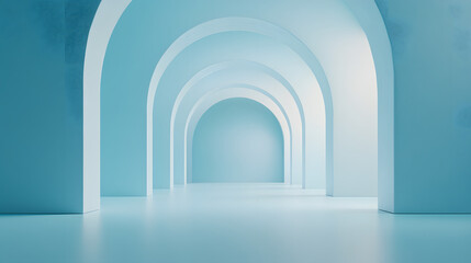 Elegant archways in minimalist architecture modern interior serene environment perspective view