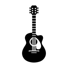 AI Generated Guitar Vector Silhouette Isolate White Background