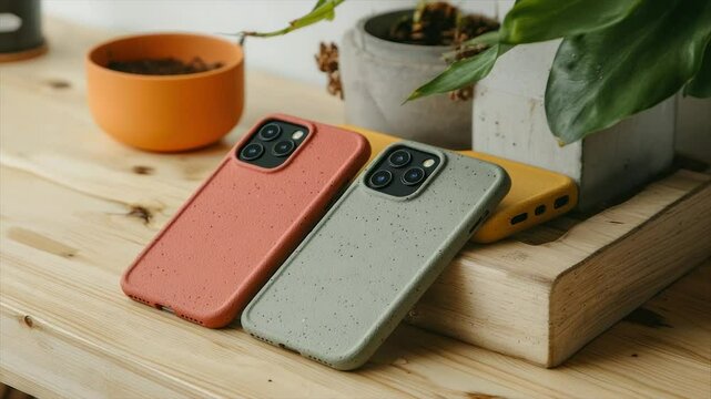 Sustainable phone cases in earthy tones