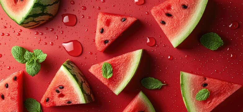 Fresh Watermelon Slices with Mint