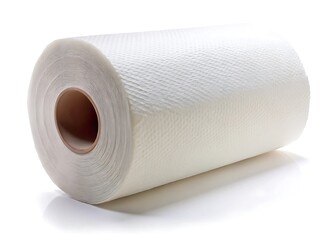 Fototapeta premium Single roll of paper towels isolated on white background