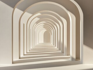 Fototapeta premium Abstract Archway Corridor, Minimalist Architecture, Light and Shadow