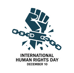 International Human Rights Day: The struggle for equality and human rights is symbolised by a striking image of a clinched fist escaping bonds.