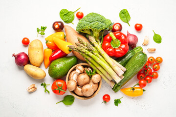 Vegetables on white background. Healthy food.