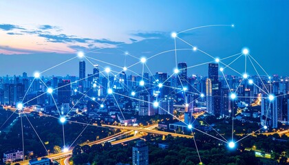 complex network of interconnected nodes, representing global communication and data flow