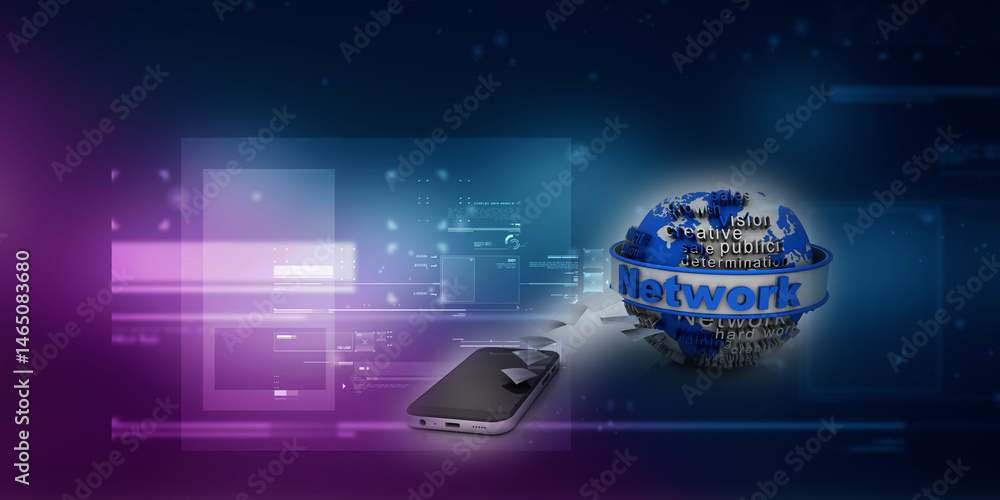 Poster 3d rendering transmitter mobile network