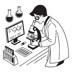 Scientist Looking at Biological Samples Under a Microscope in an Applied Science Laboratory.