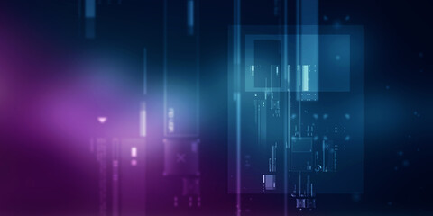 2d illustration Abstract futuristic electronic circuit technology background