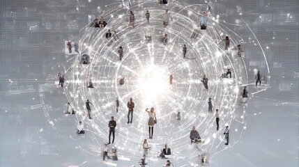 Complex network of interconnected people and data.