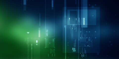 2d illustration Abstract futuristic electronic circuit technology background