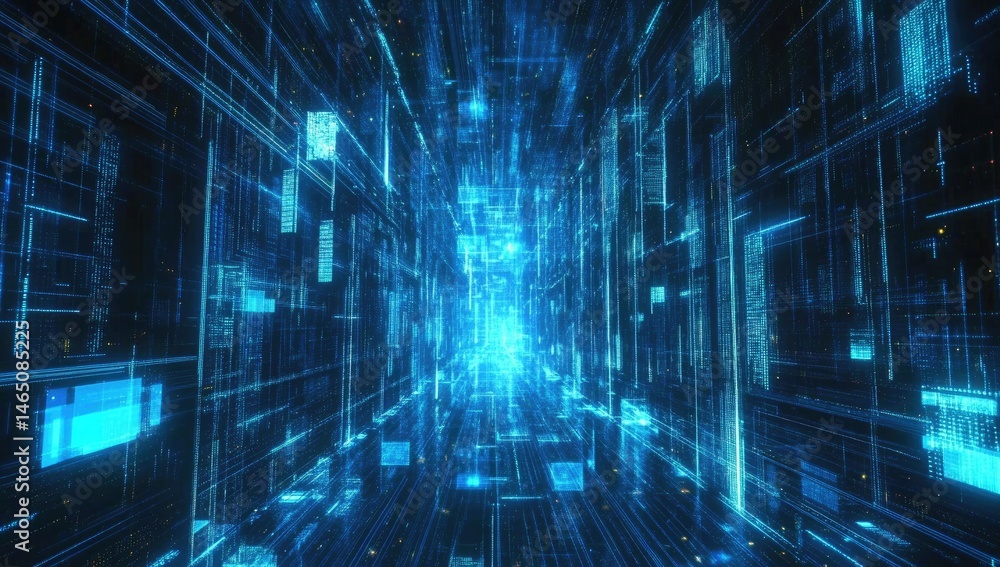 Poster digital tunnel of data streams