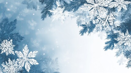 Festive Blue Christmas Background with Snowflakes