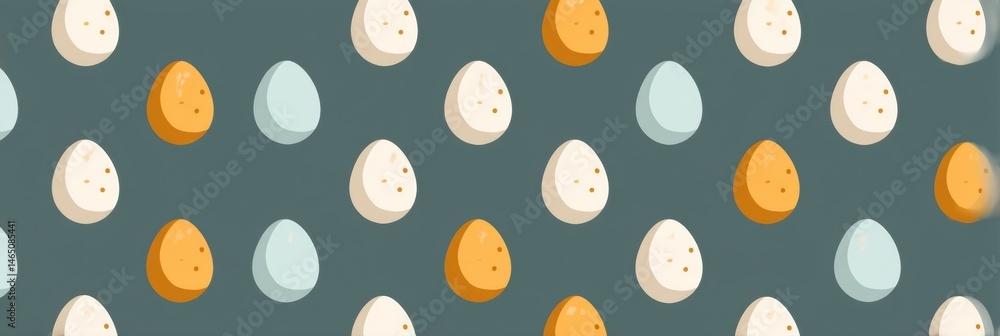 Poster Symmetrical Flat Pattern Featuring Small Egg Icons in Various Colors on a Dark Background for Playful Design Applications Generative AI