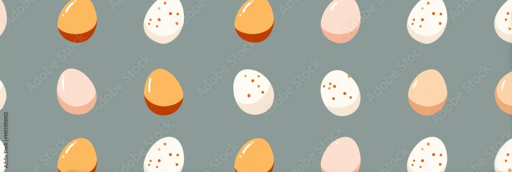 Poster Symmetrical Flat Pattern Featuring Small Colorful Egg Icons Set Against a Muted Background Generative AI