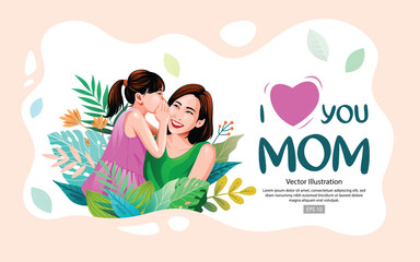 Mother's day card design template and vector illustration