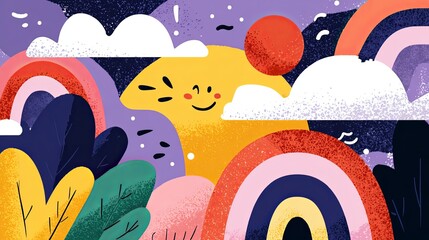 Ethereal Group of People in Clouds Illustration