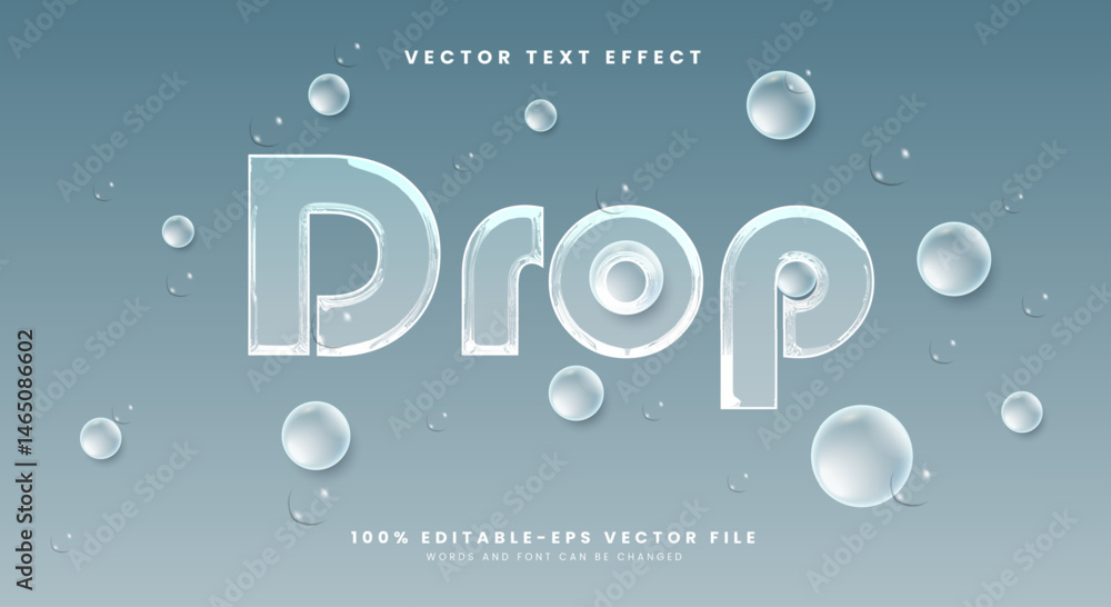 Aufkleber drop 3d editable text effect template suitable for bubble background