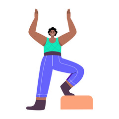 A character showing warrior pose, flat style illustration