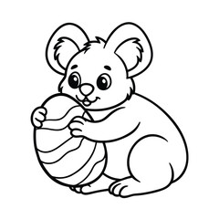 a koala hugging easter egg vector art silhouette