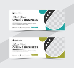 Modern creative business face book cover template ,Corporate social media web banner design	
