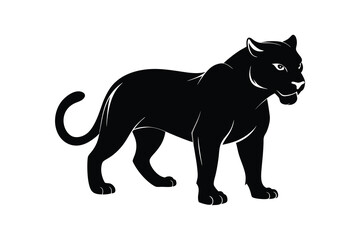 Obraz premium Wild animal black panther silhouette vector illustration isolated on a white background