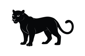 Wild animal black panther silhouette vector illustration isolated on a white background