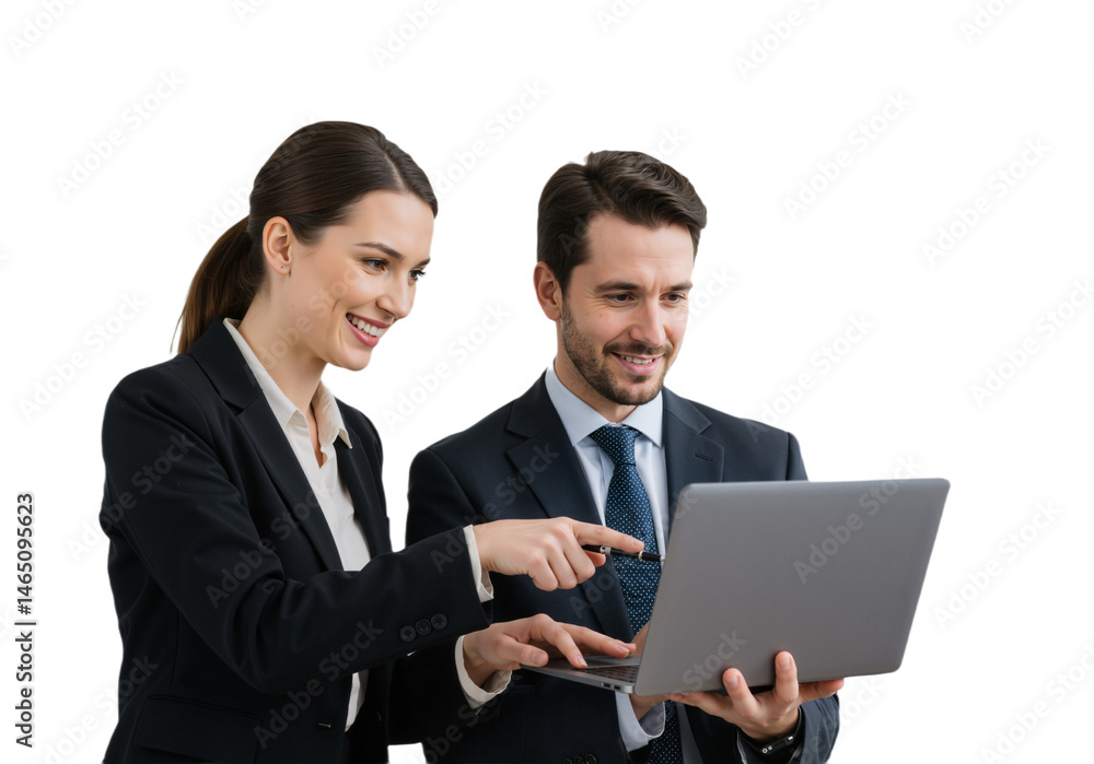 Fototapete a businessman discussing a report with a colleague in an office, isolated on a transparent backgroun