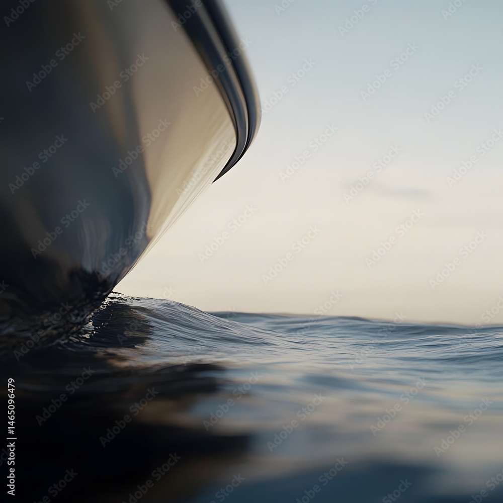 Poster cresting wave with graceful curve and movement captures the power and tranquility of the ocean lands