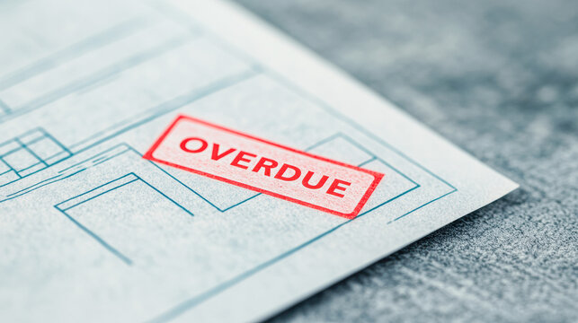 Overdue notice action office setting document type professional environment close-up view urgent reminder for timely payment